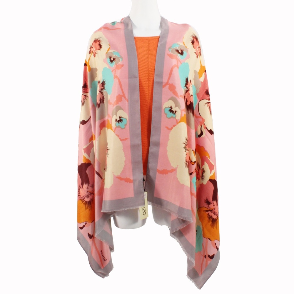 Kenzo Paris Scarf Floral Print Cotton Wool Blend 70in x 28in NWT NWD Damaged